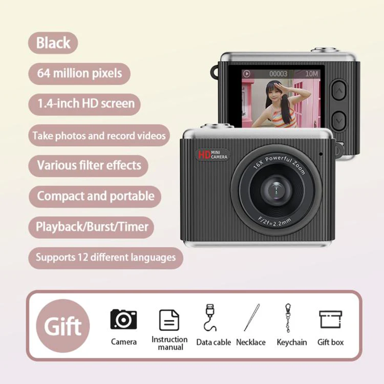 S6 Mini CCD 1.4-inch Screen Retro Filter Portable Digital Camera(Black) - Image 3