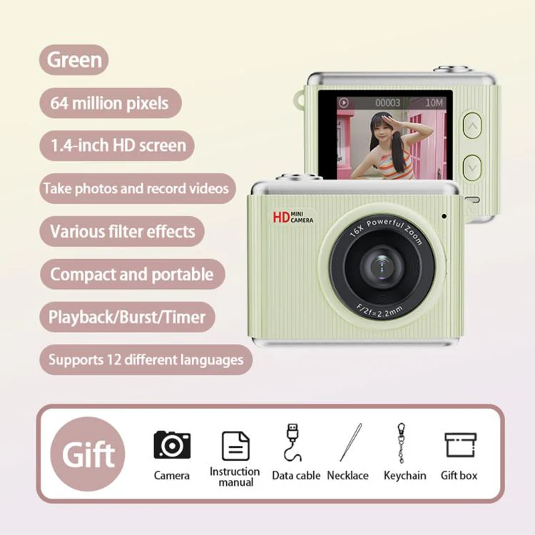 S6 Mini CCD 1.4-inch Screen Retro Filter Portable Digital Camera(Green) - Image 3