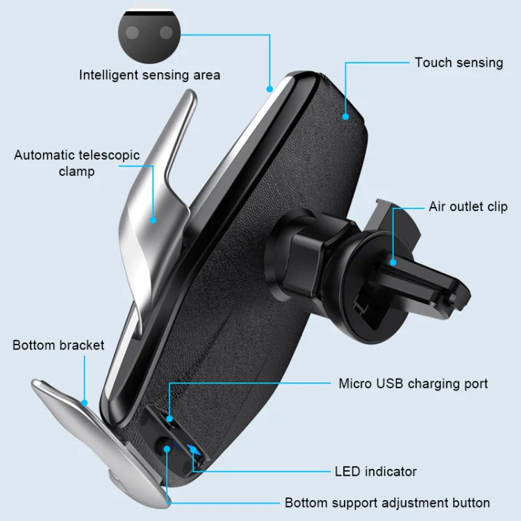 S7 15W QI 360 Degree Rotatable Infrared Induction Car Air Outlet Wireless Charging Mobile Phone Holder for 4.0-6.5 inch Mobile Phones(Gold) - Image 4