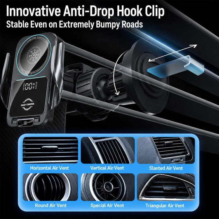 S7 Magnetic Cooling 15W Wireless Fast Charger Car Air Outlet Holder(Black) - Image 13