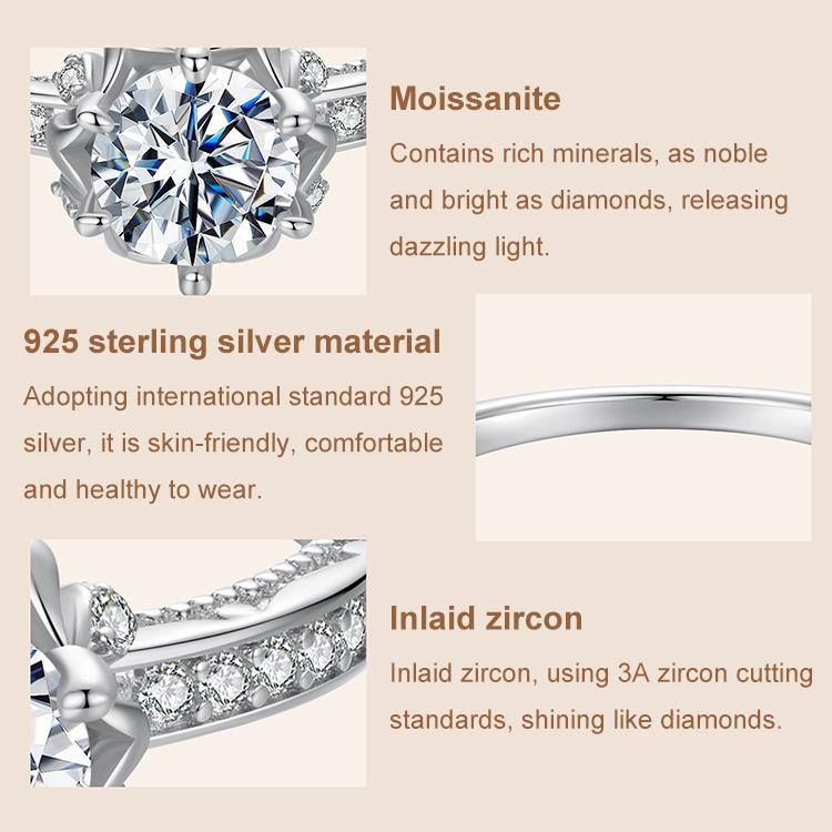 S925 Sterling Silver Moissanite Bud Inlaid Zircon Ring(6) - Image 3