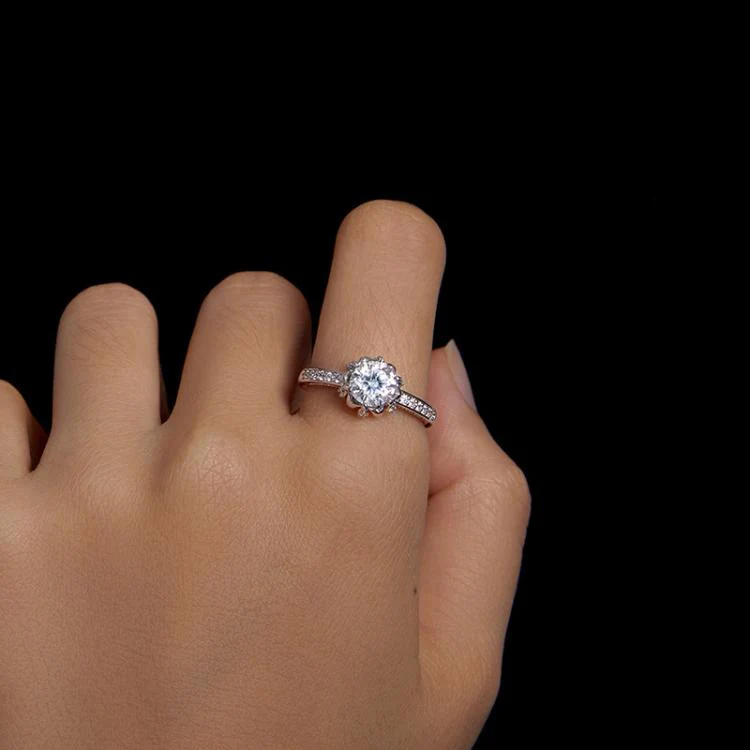S925 Sterling Silver Moissanite Bud Inlaid Zircon Ring(6) - Image 4