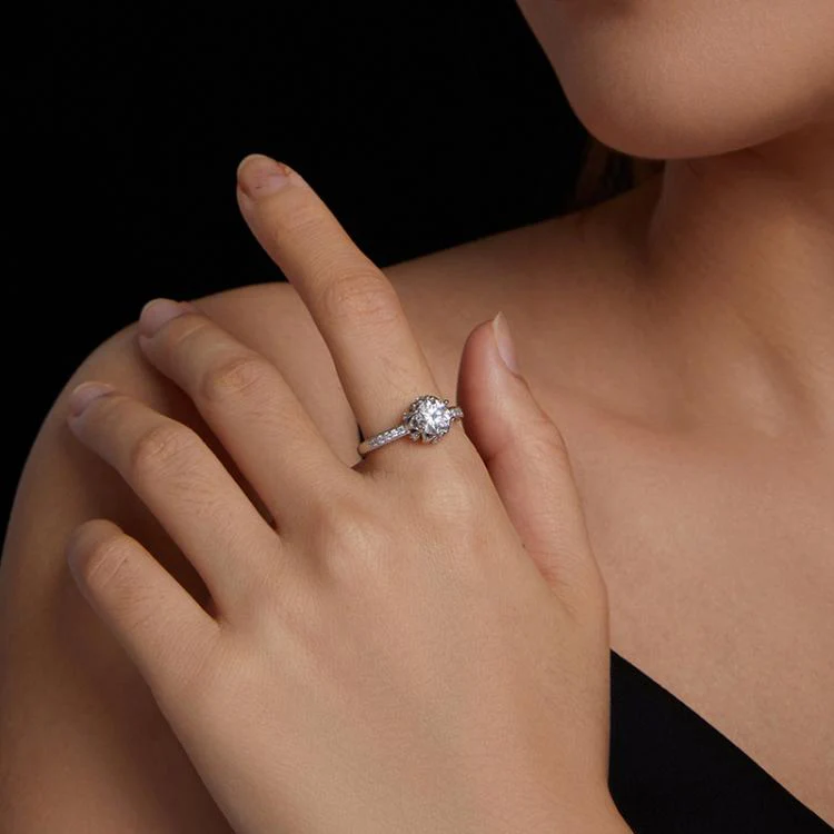 S925 Sterling Silver Moissanite Bud Inlaid Zircon Ring(8) - Image 5