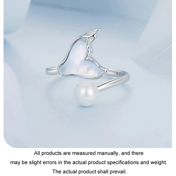 S925 Sterling Silver Ocean Style Fantasy Fishtail Open Adjustable Ring(BSR544-E) - Image 5