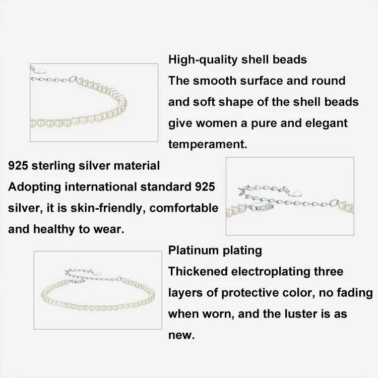 S925 Sterling Silver Opal Shell Pearl Necklace Ornaments(SCN526) - Image 3