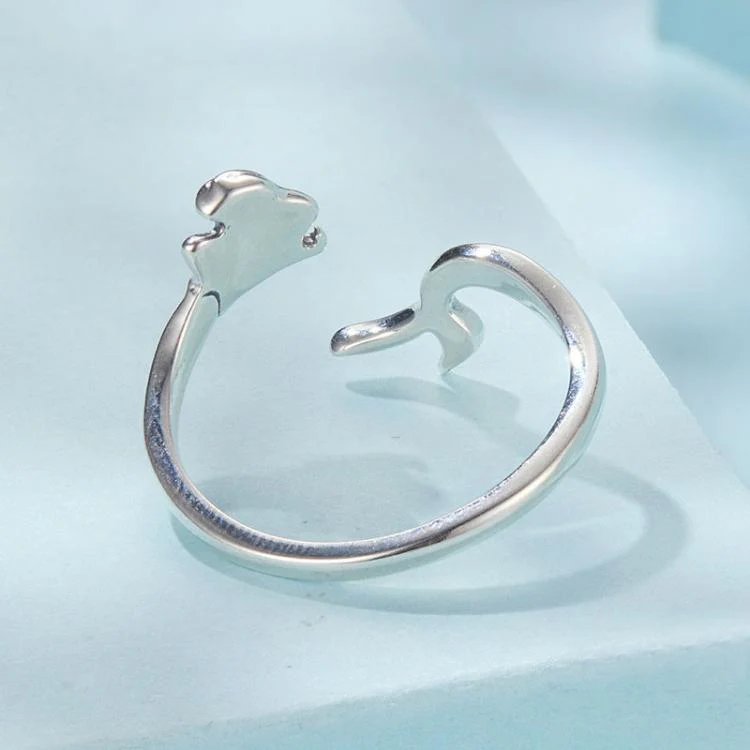 S925 Sterling Silver Oxidized Mermaid Adjustable Ring(SCR1096-E) - Image 3