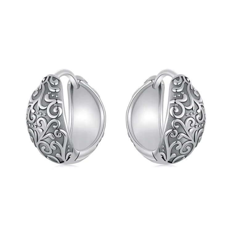 S925 Sterling Silver Oxidized Pattern Earrings(SCE1834)