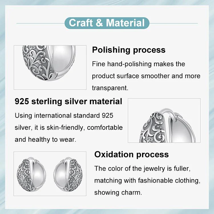 S925 Sterling Silver Oxidized Pattern Earrings(SCE1834) - Image 5