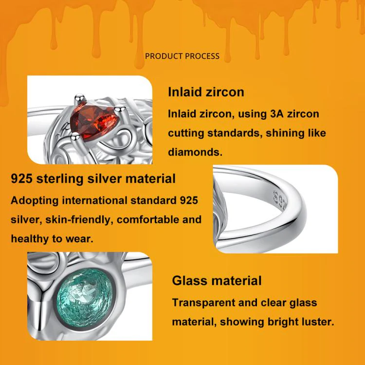 S925 Sterling Silver Platinum-plated Adjustable Skull Open Ring(BSR607-E) - Image 4