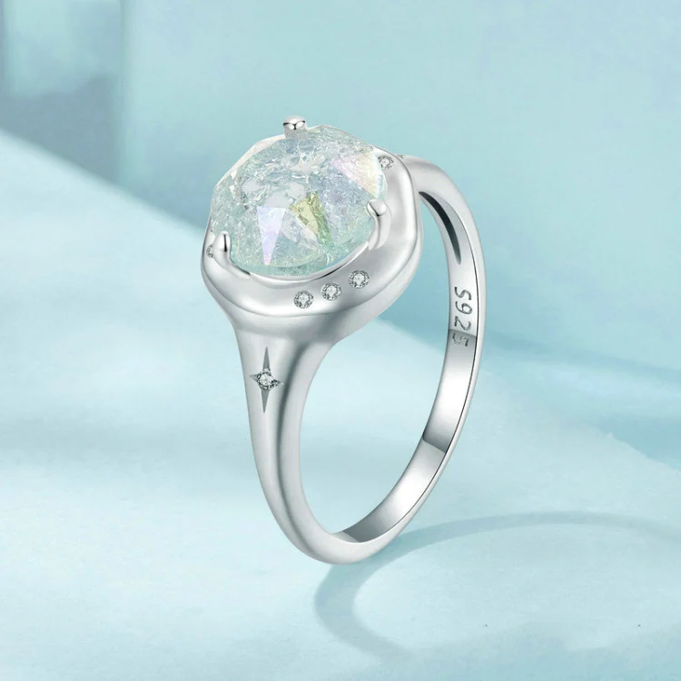 S925 Sterling Silver Platinum Plated Clear Dreamy Ice Zircon Ring(No.6) - Image 2
