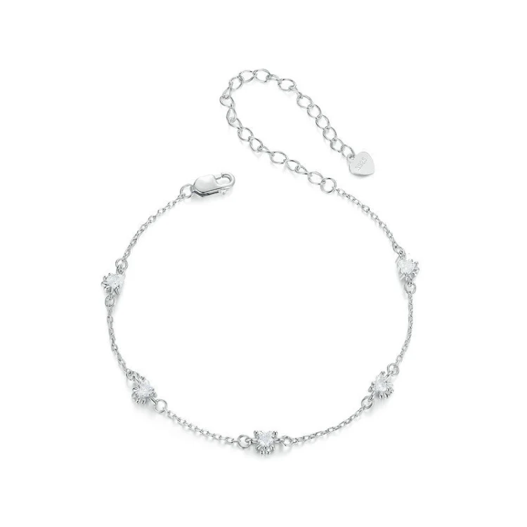 S925 Sterling Silver Platinum Plated Cute Dog Paw Bracelet(SCB271)