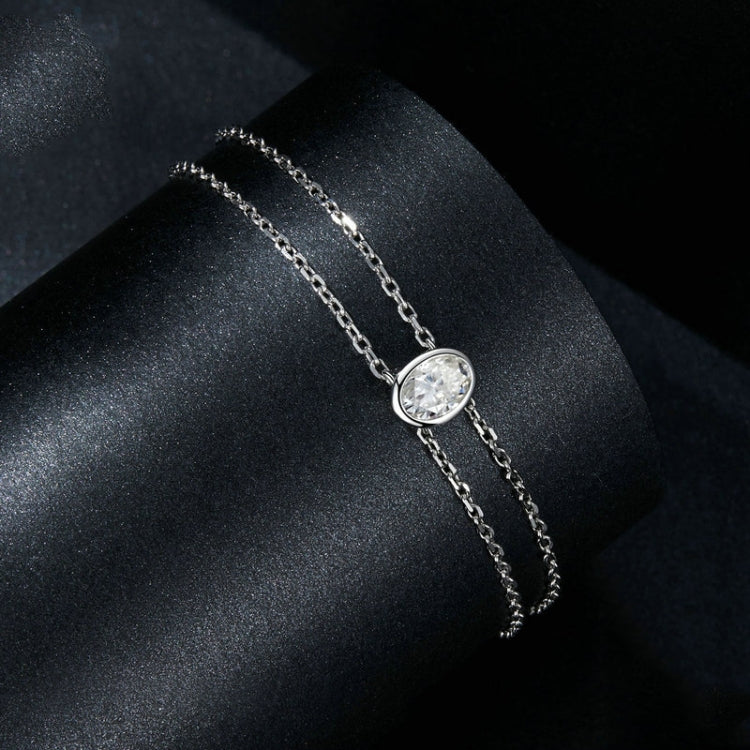 S925 Sterling Silver Platinum Plated Moissanite Double Layer Bracelet(MSB012) - Image 2