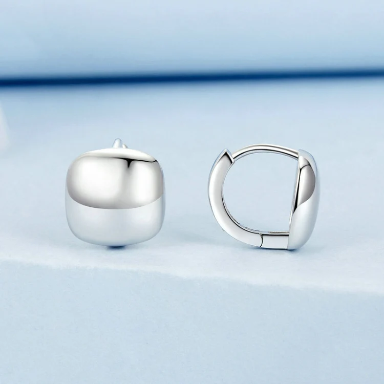 S925 Sterling Silver Platinum Plated Square Earrings(BSE973) - Image 2