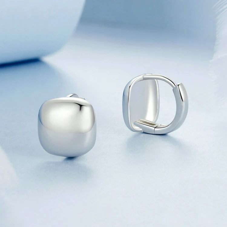 S925 Sterling Silver Platinum Plated Square Earrings(BSE973) - Image 3