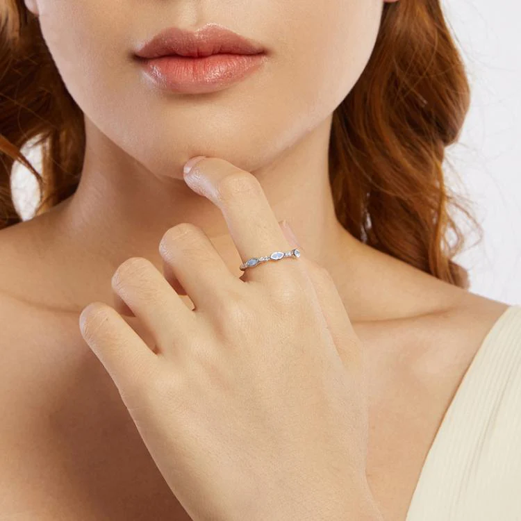 S925 Sterling Silver Platinum-Plated Zircon Nano Opal Ring(8) - Image 6
