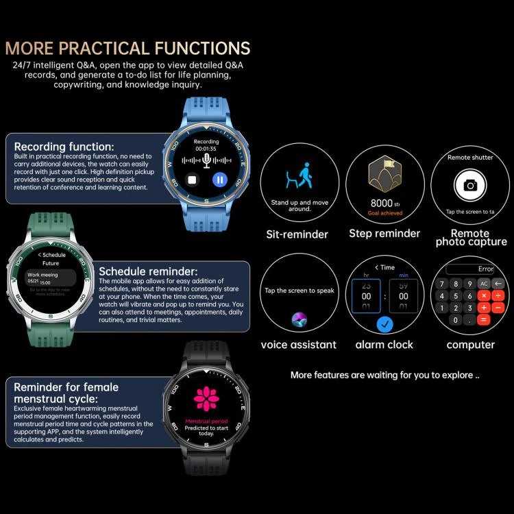 S99 1.43 inch GPS Sports Smart Watch, Support Bluetooth Call / Heart Rate / Blood Oxygen / Sleep Monitoring(Blue) - Image 17