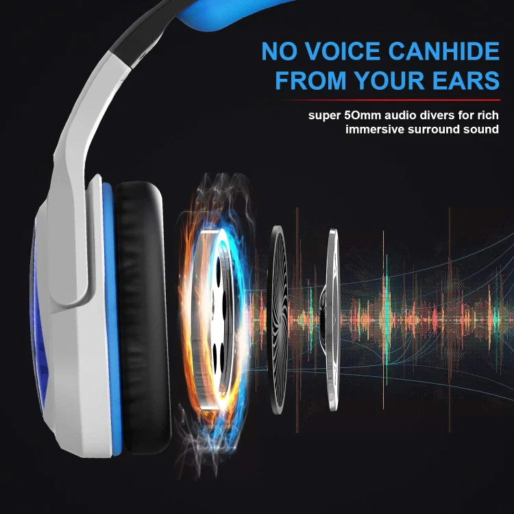 SADES MH901 7.1 Channel USB Adjustable Gaming Headset with Microphone(Blue White) - Image 4