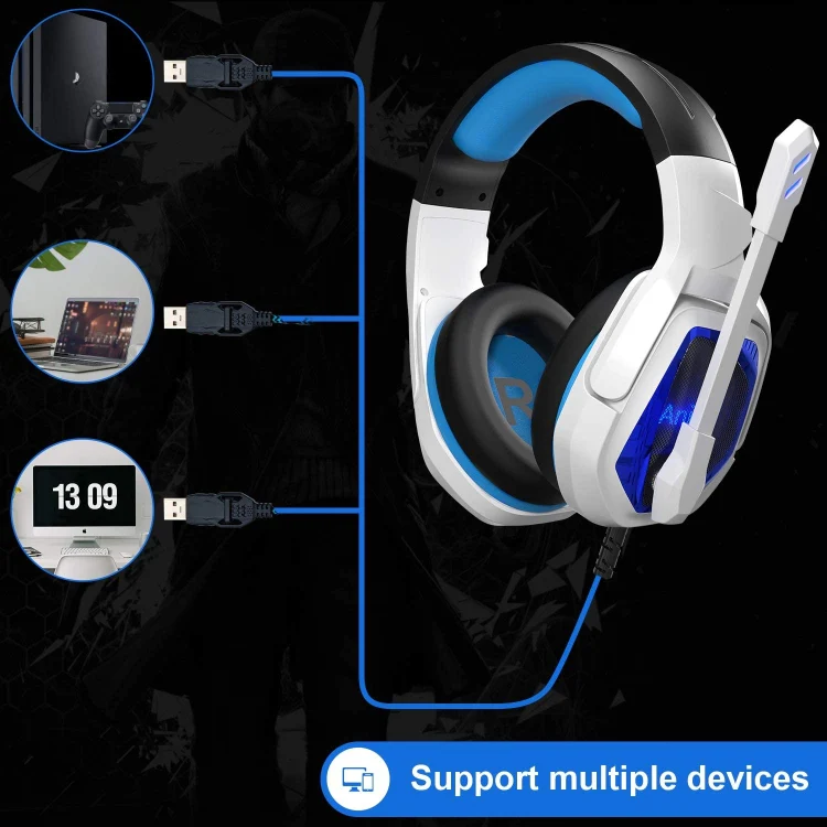 SADES MH901 7.1 Channel USB Adjustable Gaming Headset with Microphone(Blue White) - Image 6