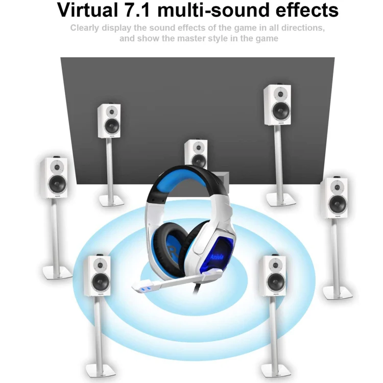 SADES MH901 7.1 Channel USB Adjustable Gaming Headset with Microphone(Blue White) - Image 8