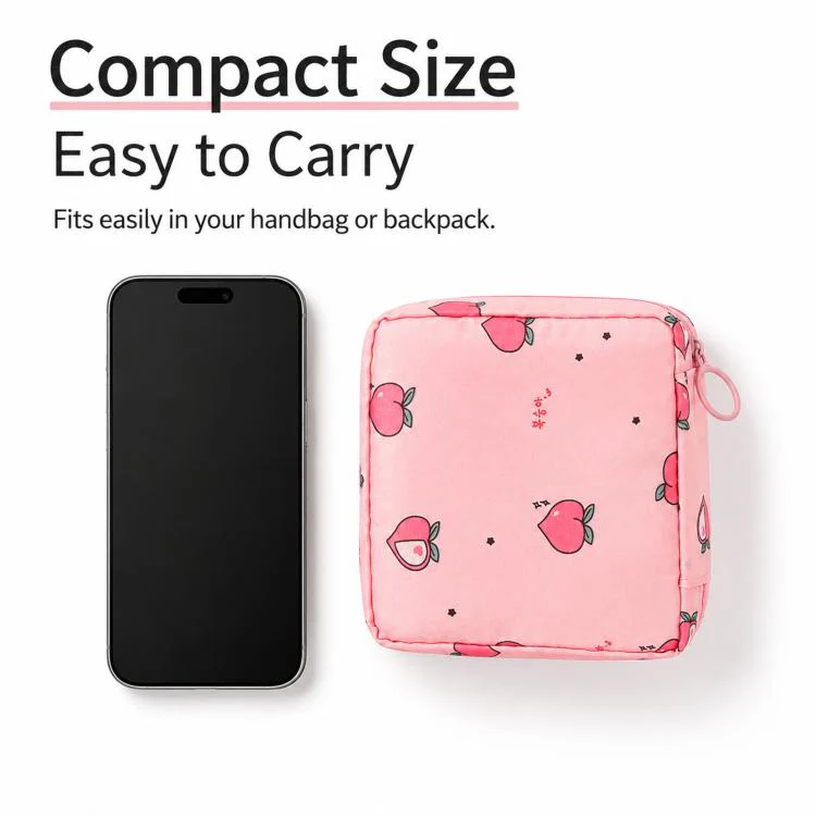 Sanitary Pad Storage Bag Portable Menstrual Cup Pouch Waterproof Period First Period Bags With Zipper(Pink Peach) - Image 8