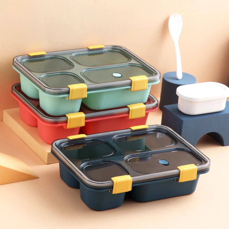 Sealed Compartment Microwave Plastic Lunch Box Portable Student Lunch Plate, Specification: 850ml (Blue) - Image 2