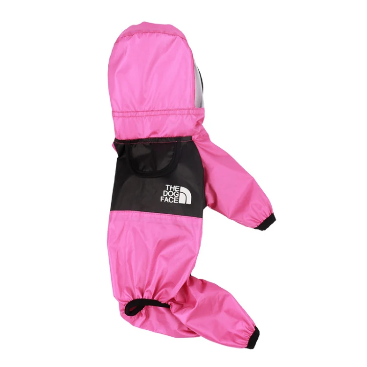 Seasons Universal Raincoat For Dogs Four-Legged Clothing Transparent PU Waterproof Clothing, Size: S(Rose Red)