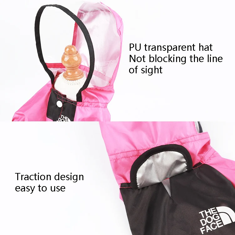 Seasons Universal Raincoat For Dogs Four-Legged Clothing Transparent PU Waterproof Clothing, Size: XXXXL(Rose Red) - Image 9