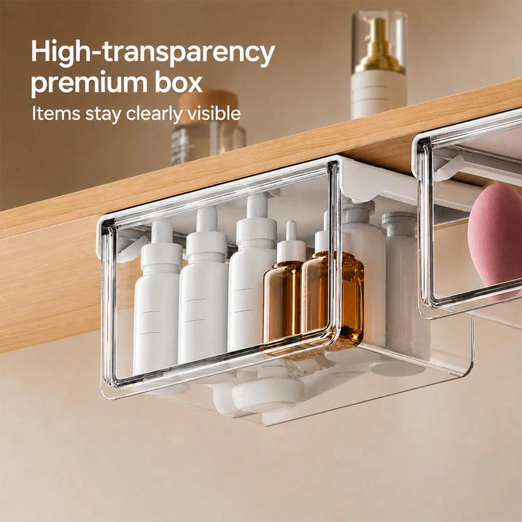 Self Adhesive Transparent Pull-Out Drawer Style Storage Box, Size:15x10x8.5cm - Image 11