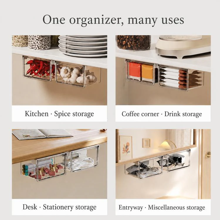 Self Adhesive Transparent Pull-Out Drawer Style Storage Box, Size:15x10x8.5cm - Image 12
