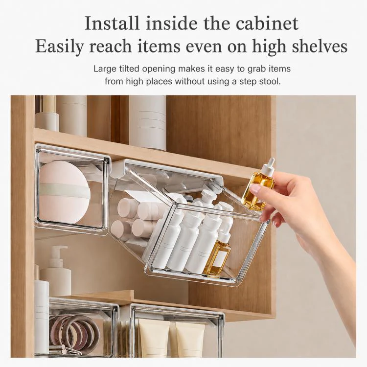 Self Adhesive Transparent Pull-Out Drawer Style Storage Box, Size:15x10x8.5cm - Image 3