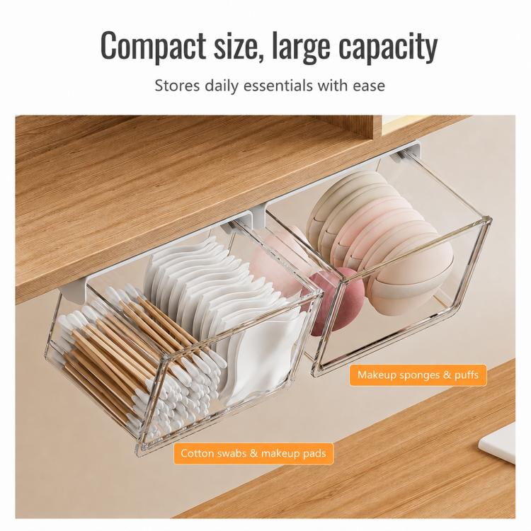 Self Adhesive Transparent Pull-Out Drawer Style Storage Box, Size:15x10x8.5cm - Image 5