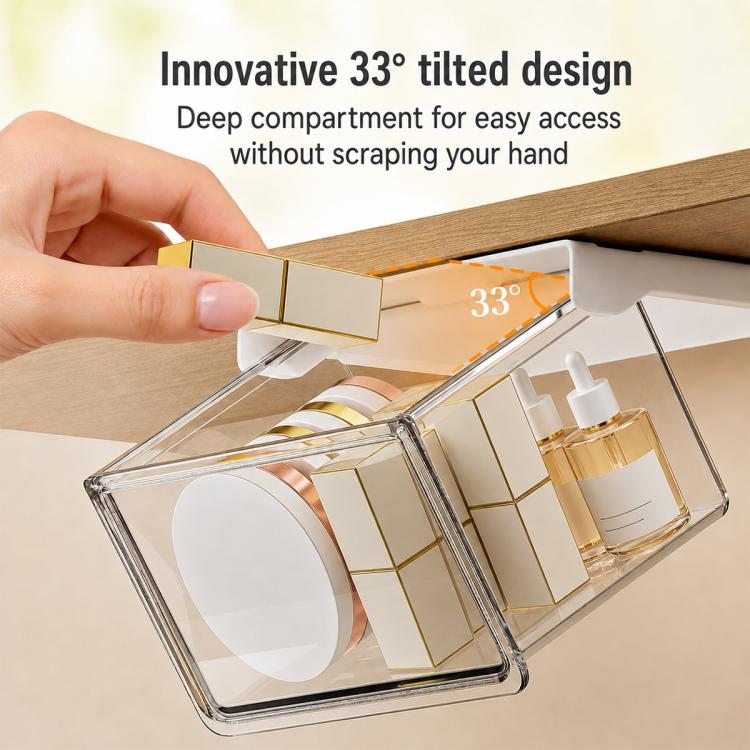 Self Adhesive Transparent Pull-Out Drawer Style Storage Box, Size:21.5x10x8.5cm - Image 10
