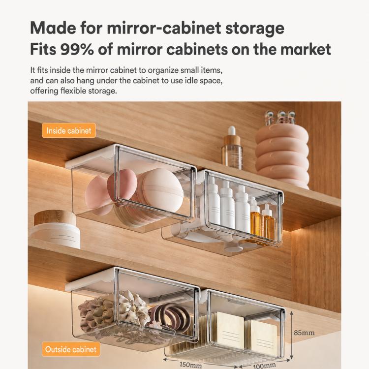 Self Adhesive Transparent Pull-Out Drawer Style Storage Box, Size:21.5x10x8.5cm - Image 4