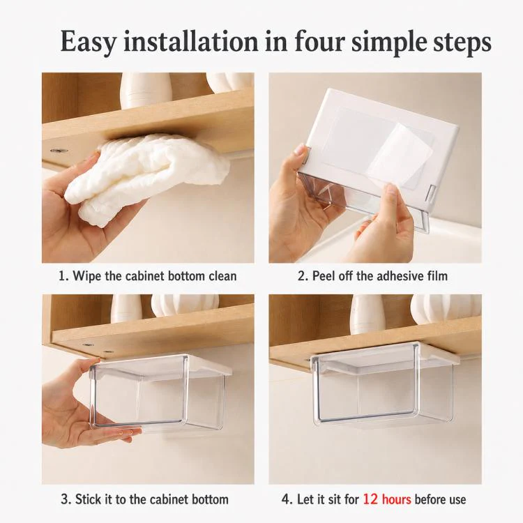 Self Adhesive Transparent Pull-Out Drawer Style Storage Box, Size:21.5x10x8.5cm - Image 8