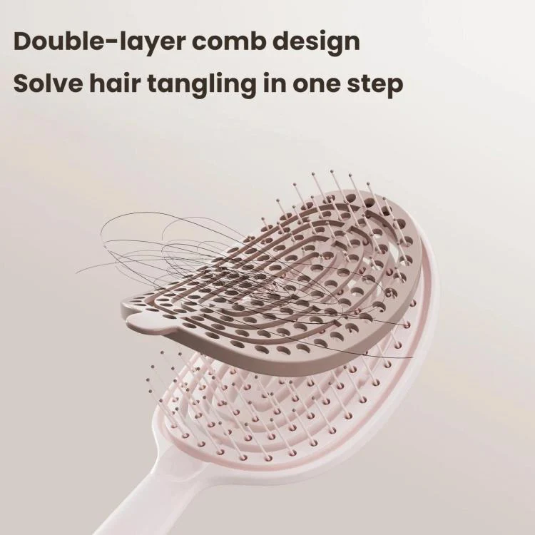 Self-Cleaning Airbag Comb With High-Top Volume Massage Function(Purple Velvet White) - Image 3
