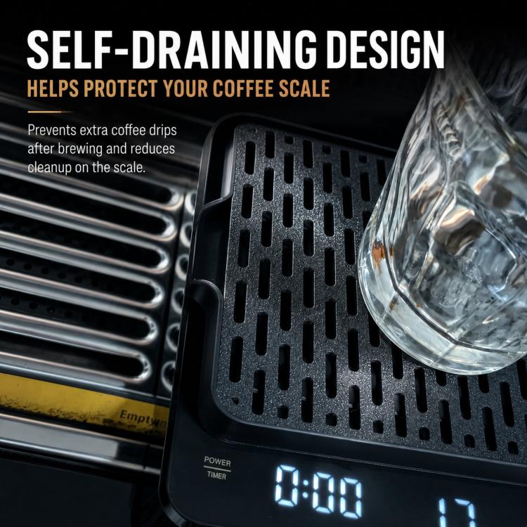 Self-Draining Espresso Scale Drip Tray 3D-Printed PLA Sloped Coffee Scale Protector(Black) - Image 4