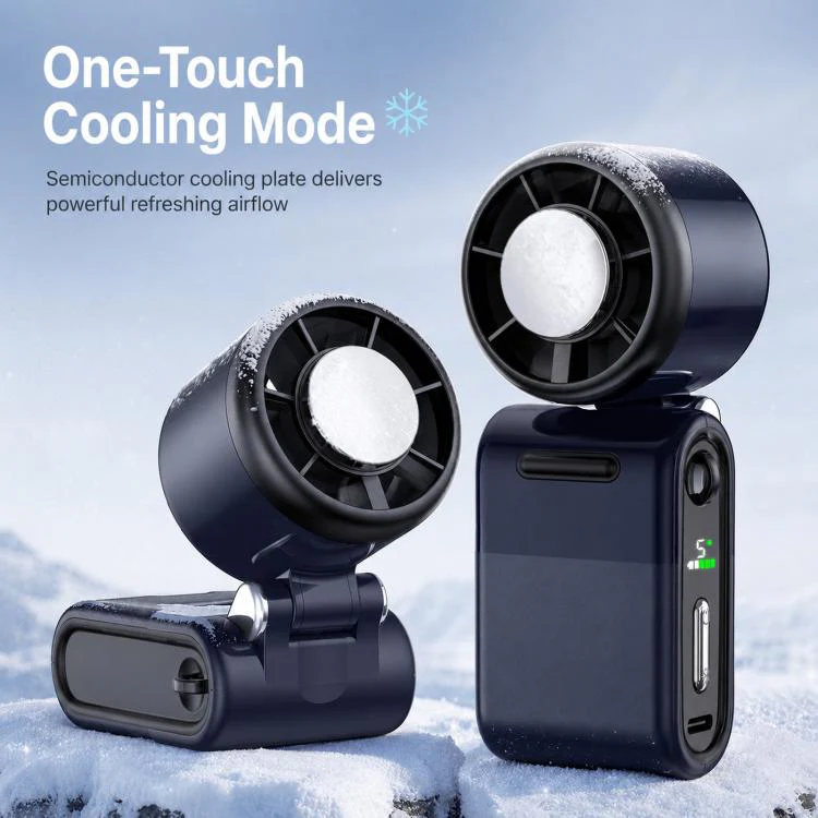 Semiconductor Ice Cooling Handheld Fan 5-Speed Turbo Mini Pocket Fan USB-C Rechargeable Small Personal Fan(White) - Image 2