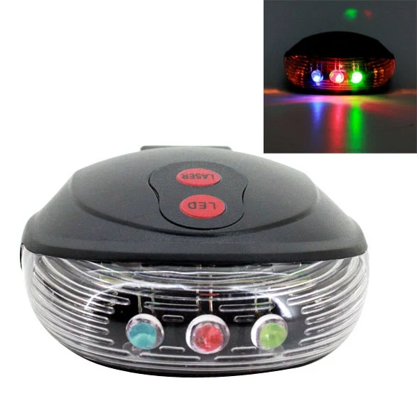 Shell Shape Bicycle Safety Rear Warning Tail Light with 2 Laser Beams and Colorful Lights - Image 2