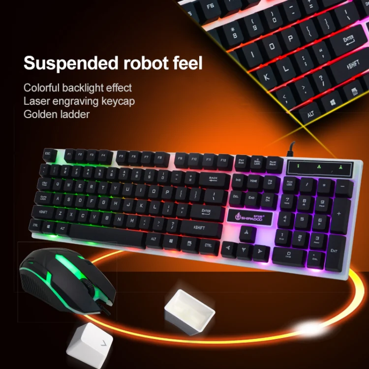 SHIPADOO D280 Wired RGB Backlight Mechanical Feel Suspension Keyboard + 3D Cool Mouse Kit for Laptop, PC(Black) - Image 2