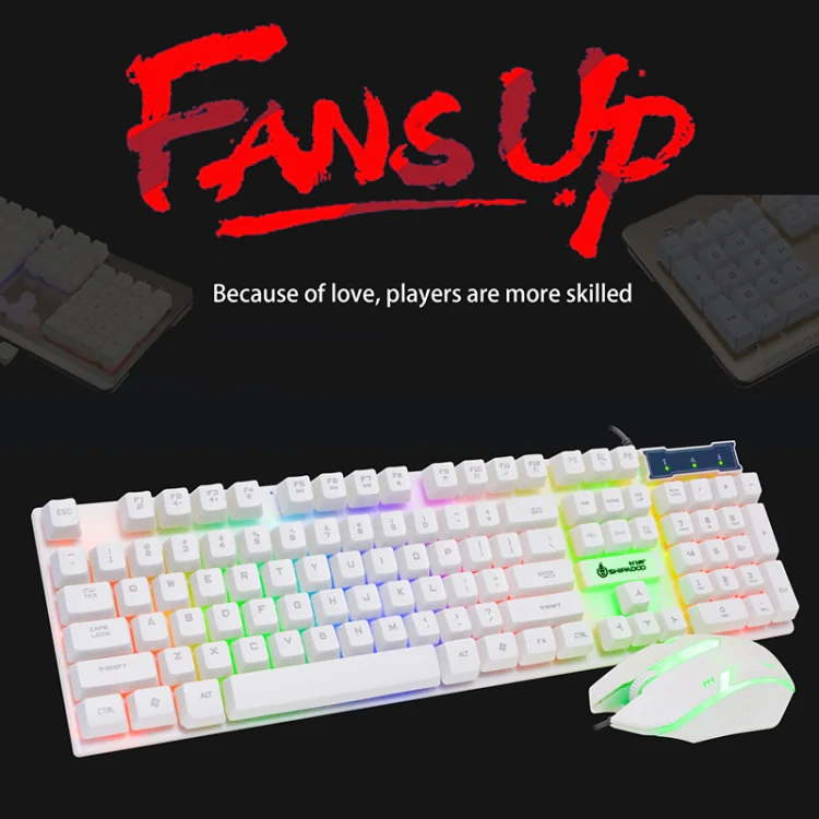 SHIPADOO D280 Wired RGB Backlight Mechanical Feel Suspension Keyboard + 3D Cool Mouse Kit for Laptop, PC(Black) - Image 3