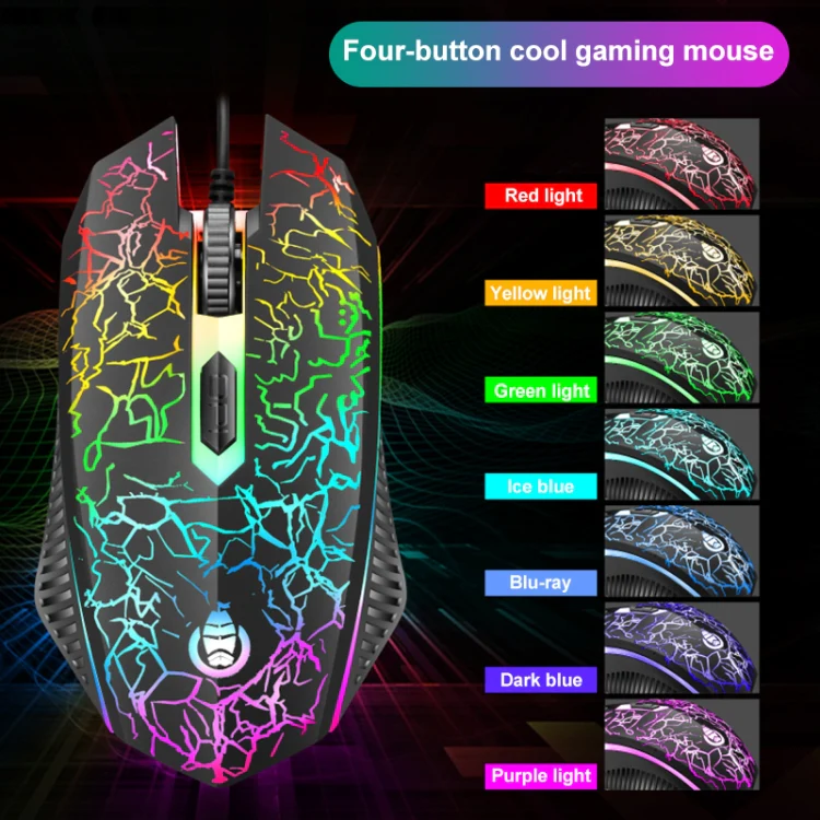 SHIPADOO D620 104-key Wired RGB Color Cracked Backlight Gaming Keyboard Mouse Kit for Laptop, PC - Image 12
