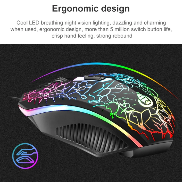 SHIPADOO D620 104-key Wired RGB Color Cracked Backlight Gaming Keyboard Mouse Kit for Laptop, PC - Image 14