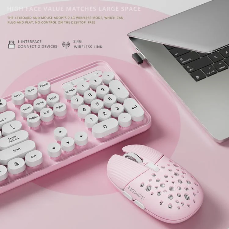 SHIPADOO EF128 2.4G 4800 DPI Wireless Keyboard Mouse Set, Solid Color Series(Pink) - Image 5