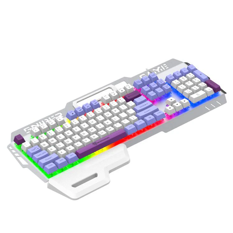 SHIPADOO GK50 Tri-color Block RGB Metal Cover Suspended Wired Gaming Keyboard(Glacier Purple) - Image 2