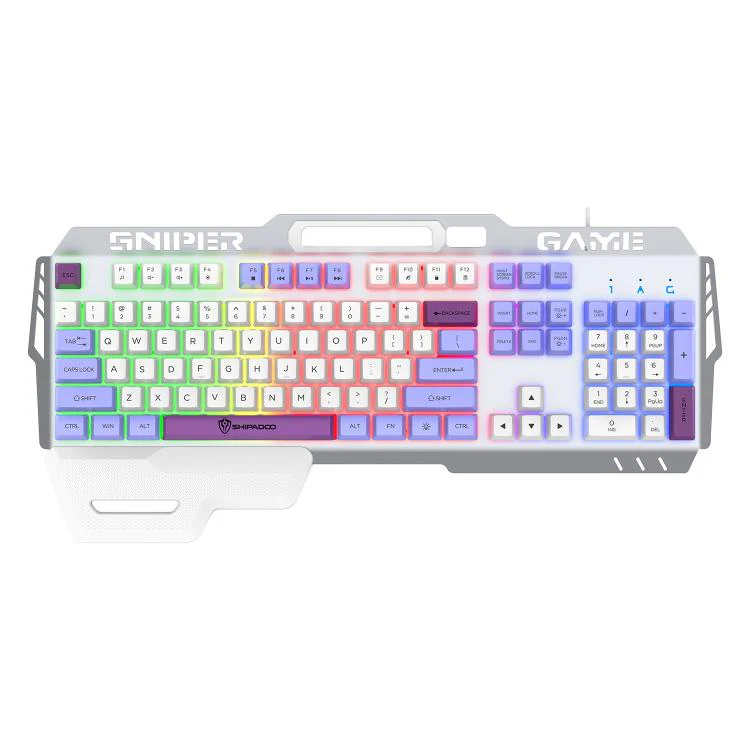 SHIPADOO GK50 Tri-color Block RGB Metal Cover Suspended Wired Gaming Keyboard(Glacier Purple) - Image 3