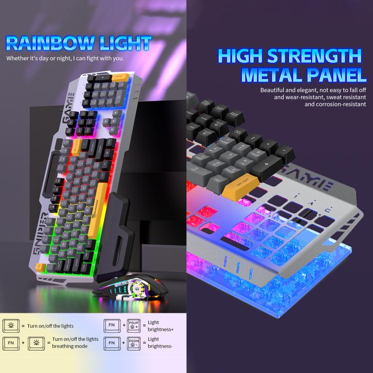 SHIPADOO GK50 Tri-color Block RGB Metal Cover Suspended Wired Gaming Keyboard(Glacier Purple) - Image 7