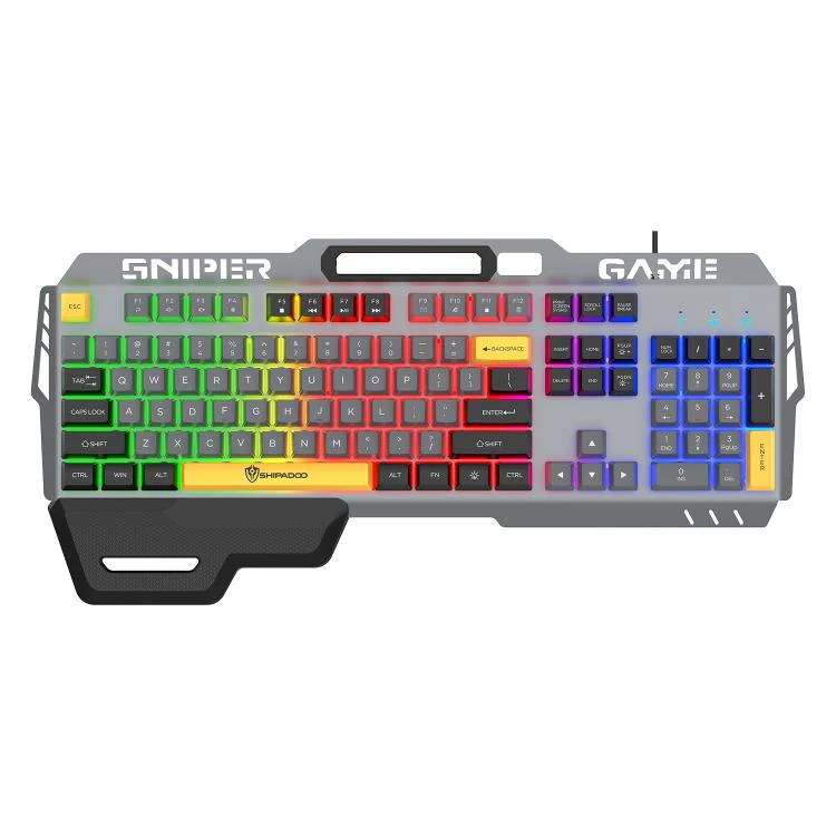 SHIPADOO GK50 Tri-color Block RGB Metal Cover Suspended Wired Gaming Keyboard(Modern Grey) - Image 3