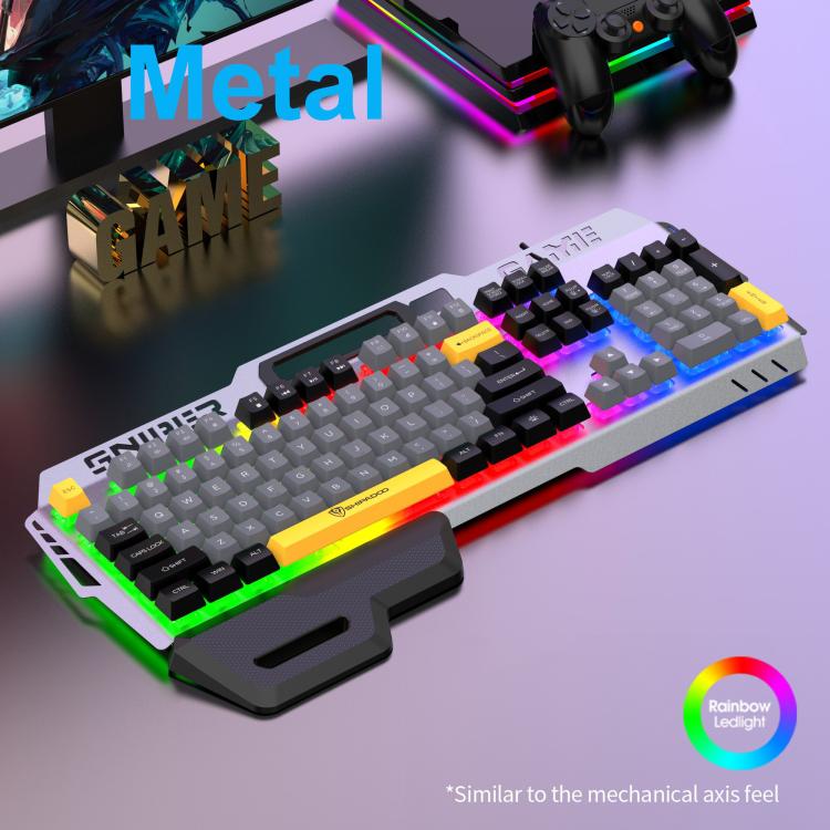 SHIPADOO GK50 Tri-color Block RGB Metal Cover Suspended Wired Gaming Keyboard(Modern Grey) - Image 4
