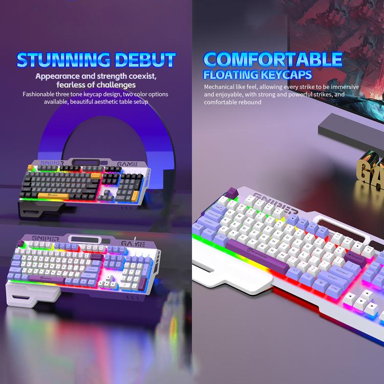 SHIPADOO GK50 Tri-color Block RGB Metal Cover Suspended Wired Gaming Keyboard(Modern Grey) - Image 5