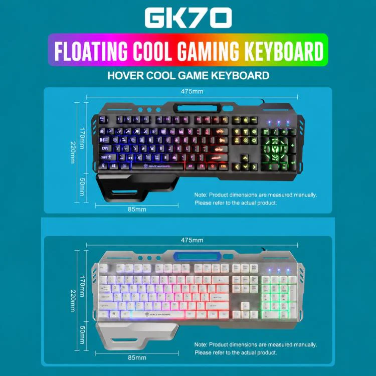 SHIPADOO GK70 Chicken Version Wired RGB Floating Detachable Hand Rest Character Rainbow Translucent Gaming Keyboard - Image 14